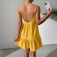 thumbnail image 5 of Women Sleeveless Backless Slip Mini Dress Sexy Lady High Elastic Waist Solid Ruffle Straight Fitting Slimming Evening Party Dresses Orange M, 5 of 5