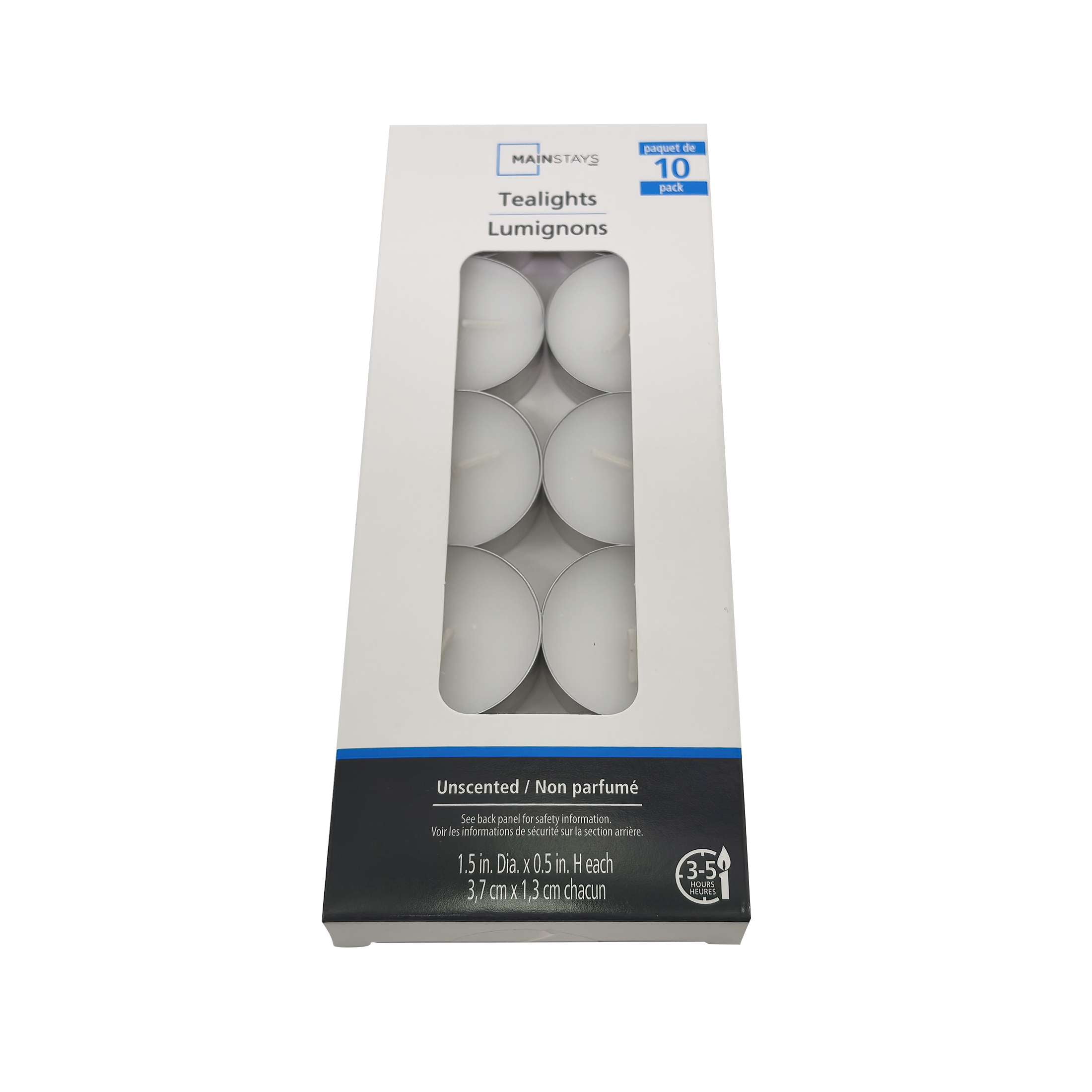 Mainstays Unscented White Tealights, 10-Pack