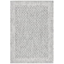 SAFAVIEH Courtyard Frazier Geometric Indoor/Outdoor Area Rug, Light Grey/Dark Grey, 5'3" x 7'7"