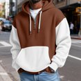 thumbnail image 3 of Y2K Style Men's Quarter-Zip Hooded Waffle Knit Sweatshirt, Thickened Fleece Texture Pullover, Fall Spring Retro Fashion,Brown,L, 3 of 5