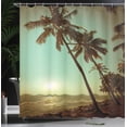 thumbnail image 4 of Ambesonne Tropical Shower Curtain, Sunset Pacific Dusk, 69"Wx70"L, Green Brown, 4 of 5