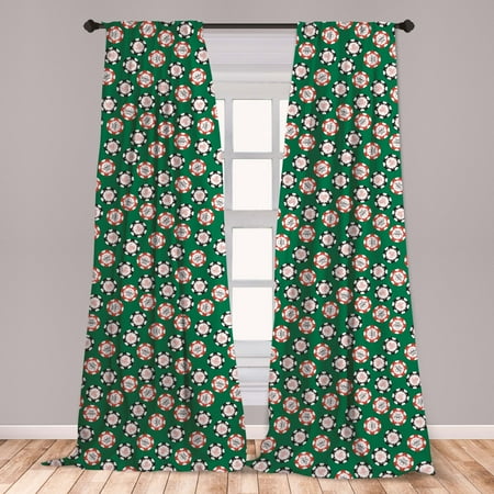 Casino Curtains 2 Panels Set, Poker Chips Pirates Money Diagonal Bones Skull Risk Artwork, Window Drapes for Living Room Bedroom, Jade Green Red, by Ambesonne