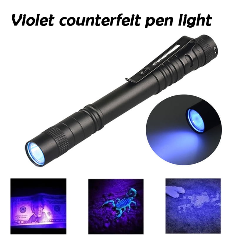 2 in 1 LED UV Flashlight Penlight pen clip Torch white Light 395nm Detector A CJ 