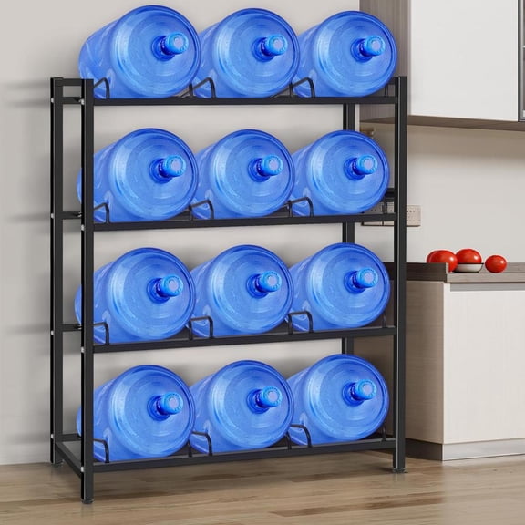 Xianers 3 Row 12 Slots 5 Gallon Water Jug Holder, Water Cooler Jug Rack, 4-Tier Heavy Duty Water Bottle Holder Storage Rack