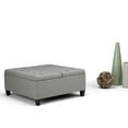 thumbnail image 2 of Harrison 36 inch Wide Transitional Coffee Table Storage Ottoman in Dove Grey Linen Look Fabric, 2 of 8