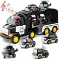 thumbnail image 2 of Police Truck Toys Toddlers 3 4 5 6 Years Old, 5 in 1 Truck Friction Powered Toy Car Christmas Birthday Gifts for Boys & Girls 3-5, 2 of 9