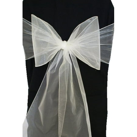 

Wedding Linens Inc. (10pcs) 8 x 108 Organza Sheer Chair Sashes Chair Sash Bow ties for Wedding Party Catering Banquet Decoration Events - Ivory