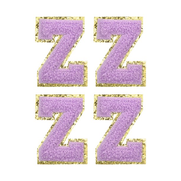 Parches de letras de chenilla Unique Bargains Púrpura 3.1 Pulgadas para ropa zapatos sombreros mochilas