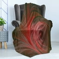 thumbnail image 4 of Fractal Soft Flannel Fleece Throw Blanket, Spiral Curved Leaf Veins Pattern with Futuristic Swirling Influences Image, Cozy Plush for Indoor and Outdoor Use, 70" x 90", Coral Red, by Ambesonne, 4 of 5