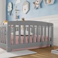 thumbnail image 4 of Leumius Twin Size Floor Fence Bed with Central Entrance, Pine Wood Floor Bed with Guardrails for Boys Girls Grey, 4 of 9