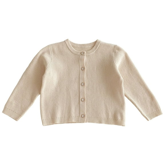 Kiijoy Toddler Girls Knit Cardigan Solid Color Long Sleeve Button Sweater, Sizes 3-4