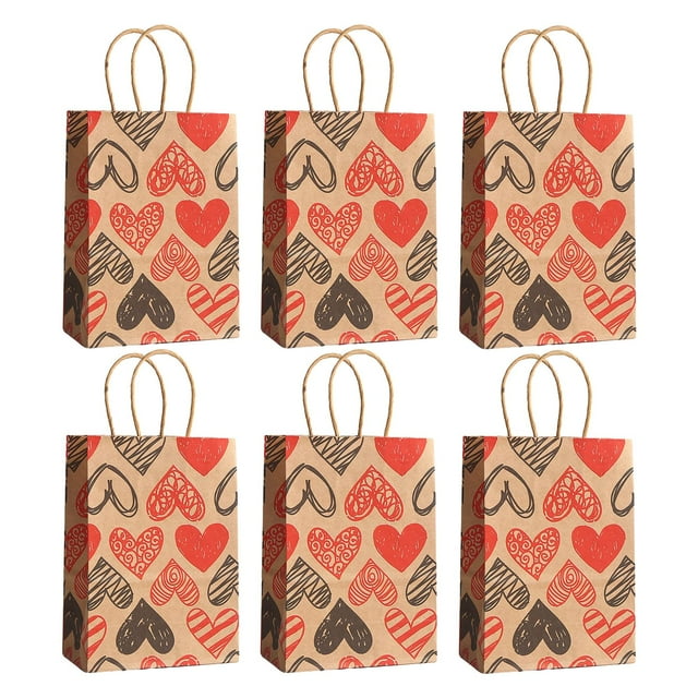 6 bolsas de regalo de San Valentín para niños, con forma de corazón Estilo D