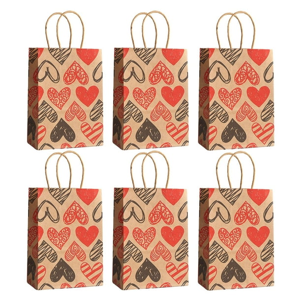 Bolsa de regalo de San Valentín con forma de corazón y asas, 6 unidades Estilo D