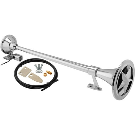 Weather Station Roof Mount Vixen Horns Loud 145dB Single Chrome Plated Train Air Horn (Large Trumpet) with Star Weather Protection Cover 12V, Ideal for exterior roof mounting VXH1175C ()