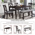thumbnail image 2 of Euroco 6-Piece Kitchen Dining Table Set Wooden Rectangular Dining Table, 4 Dining Chairs and Bench Family Furniture for 6 People (Espresso), 2 of 5