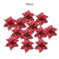 thumbnail image 1 of 12Pcs Glitter Poinsettia Artificial Flower Christmas Wreath Tree Decor Xmas Gift Party Ornaments Garlands Scrapbook Craft Flower, 1 of 9