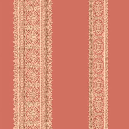 A-Street Prints Brynn Coral Paisley Stripe Wallpaper, 20.5-in by 33-ft, 56.4 sq. ft