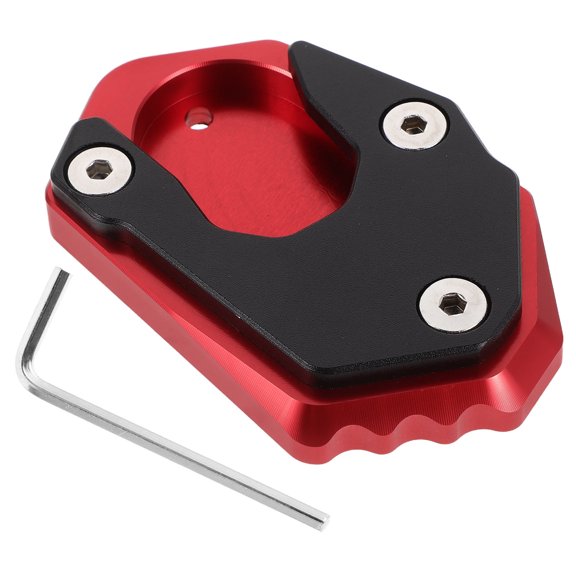 ELAYARD Red Aluminum Motorcycle Side Stand with Anti- Kickstand Base Plate for Enhanced Stability