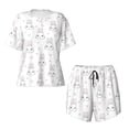 thumbnail image 5 of Wukai Heart Rabbit Print Women's Pajama Set - Short-Sleeve Top and Shorts with Elastic Waistband and Pockets for Loungewear, Yoga, and Casual Wear-Medium, 5 of 8