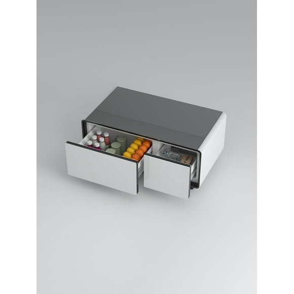 Modern Smart Coffee Table with Built-in 93L Refrigerator, Wireless Charging, and USB Ports for Home and Office