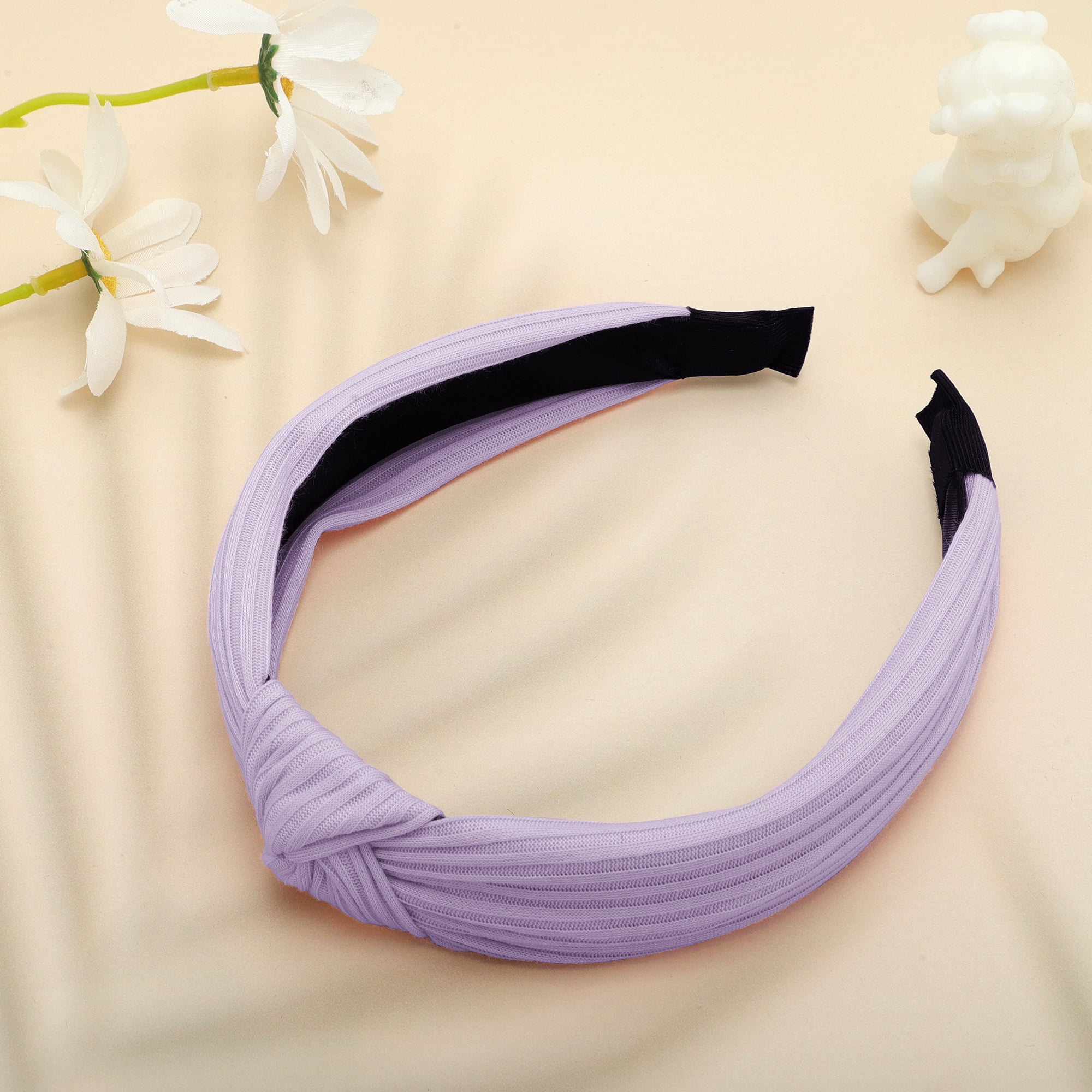 Unique Bargains Textured Cotton Knot Headband Soft Hairband 1.3 Inch Wide Purple