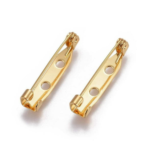 5pcs 304 Stainless Steel Brooch Findings Golden 25x5mm Pin: 0.67mm