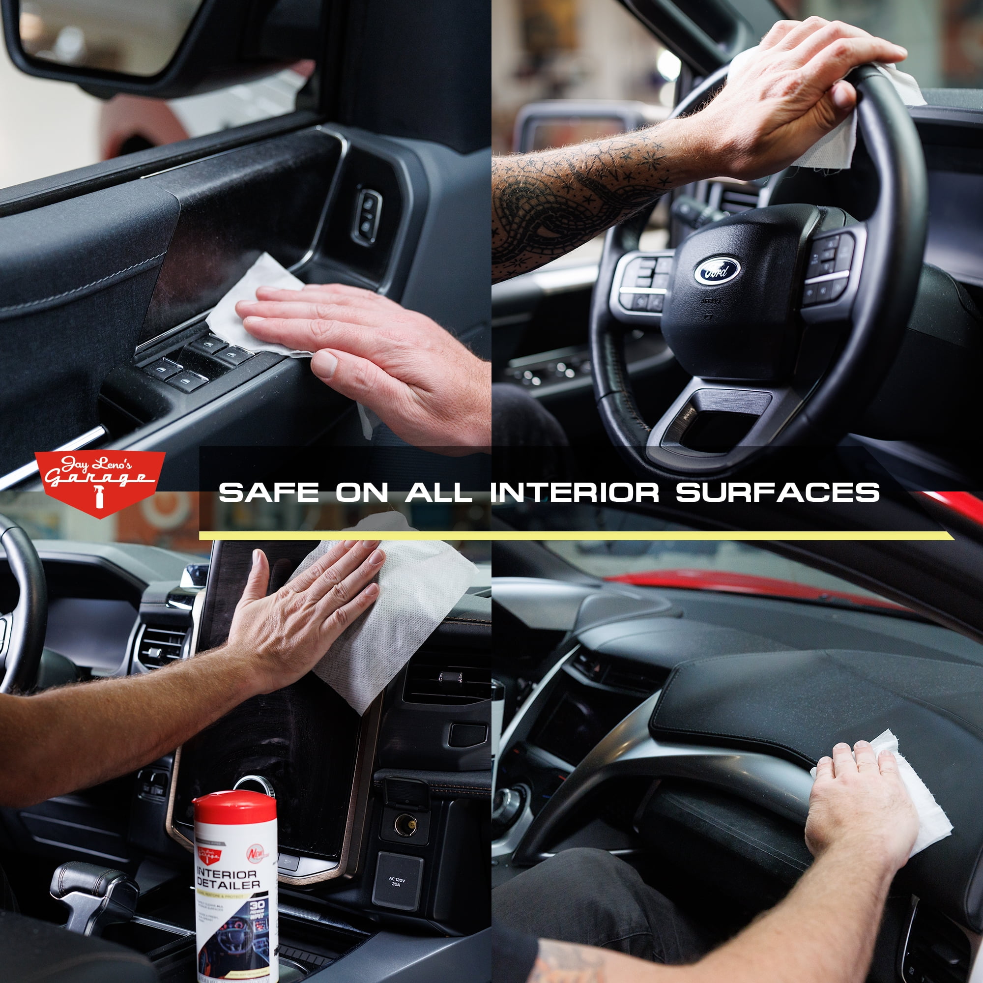 Jay Leno's Garage Interior Detailer Wipes (30 Count) - Clean & Protects Interior Car Surfaces