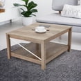 thumbnail image 5 of 31.5 Inch Square Coffee Table with Bottom Storage Shelf, Modern Farmhouse Style Living Room Office Accent Table Furniture, Beige, 5 of 8