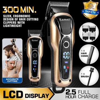 KEMEI Mens Two Blades Reciprocating Shaver with LCD Display, KM-2028 Gold 