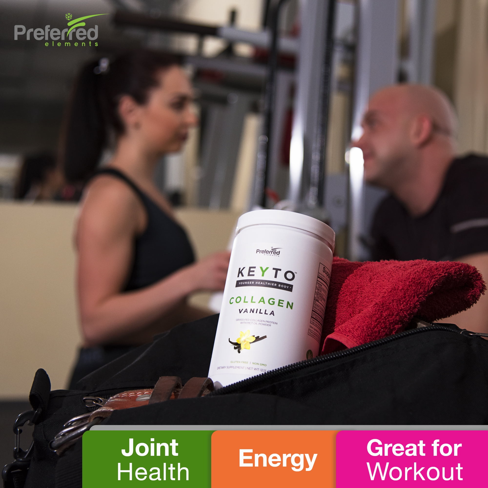 KEYTO Keto Collagen Protein Powder with MCT Oil Powder – Perfect for Low-Carb Diet Vanilla 11.9 oz