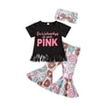 thumbnail image 2 of Douhoow 1-6Y Toddler Girl Short Sleeve Tassel T-Shirts Donuts Printed Flare Pants 2Pcs Clothes Set, 2 of 7