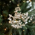 thumbnail image 3 of Vintage Decorative Christmas Key Ornament, White and Gold Hanging Tree Decoration, Intricate Floral Design, Elegant Holiday Decor for Tree and Festive Home Accents, 3 of 9