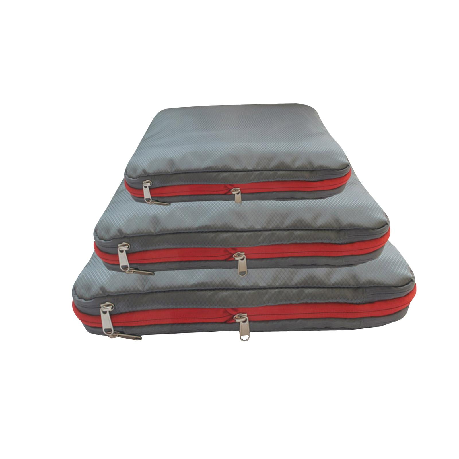 Fiocias 3 Pcs Compression Packing Cubes Waterproof Storage Bag Luggage Packing Organizer Gray