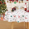 thumbnail image 2 of ZACOO Table Cover 60" Round Christmas Decor Tree Reindeer Snowflake Pattern Tablecloth Waterproof Table Cloth for Kitchen Dinning Room Decoration, White, 2 of 6