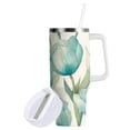 thumbnail image 2 of 40 oz Stainless Steel Tumbler Vacuum Insulated Leak Proof Stainless Steel Coffee Cup Water Bottles Green Tulip, 2 of 9