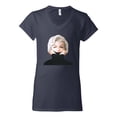 thumbnail image 2 of Wild Bobby, Hip Marilyn Monroe Portrait Classic Beauty Pose, Famous People, Women Standard V-Neck Tee, Navy, Medium, 2 of 4