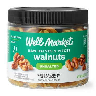 Well Market Unsalted Raw Halves & Pieces Walnuts, 6 Oz