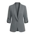 thumbnail image 7 of JFGHDG Women's Casual Button Front Blazer Jackets Ruched 3/4 Sleeve Notched Lapel Office Work Lightweight Blazers with Pockets Gray M, 7 of 7
