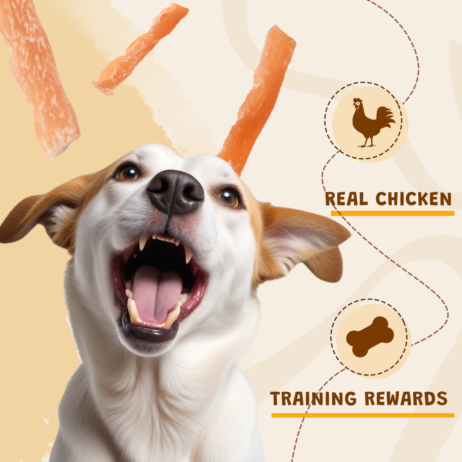 (3 pack) ASMPET Chicken Jerky Dog Treats, Mini Chicken Strips, Rawhide Free Training Treats for Cats and Small Dogs,11oz