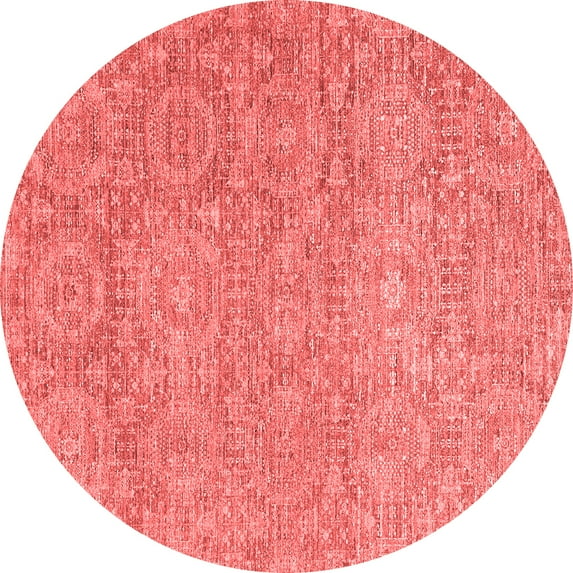 Ahgly Company Machine Washable Indoor Round Abstract Red Modern Area Rugs, 8' Round
