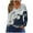 #0376-Navy, variant on Uootdi Womens Tops V Neck Vintage Long Sleeve T Shirts for Women Gift Floral Printed Striped Tunic Tops Fall Casual Loose