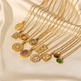thumbnail image 4 of Nvzi El colgante de collar hecho a mano tiene un anillo circular hueco engastado con un collar colgante de circonita (oro), 4 of 5