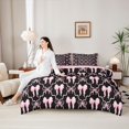 thumbnail image 4 of Manfei Cartoon Ribbon Bowknot Twin Bedding Sets 7-Piece,Kawaii Bow Plaid Bedding Comforter Set,Pink Reversible,Luxury Bedroom Decor, 4 of 7