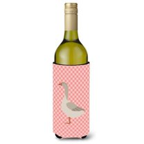 Carolines Treasures BB7894LITERK Steinbacher Goose Pink Check Wine Bottle Beverge Insulator Hugger