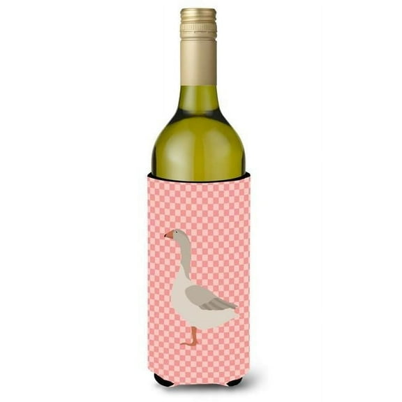 Steinbacher Goose Pink Check Wine Bottle Beverge Insulator Hugger