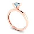 thumbnail image 2 of 0.5 ct Princess Cut Simulated Blue Diamond Solitaire Engagement Ring for Women in 18K Rose Gold, 2 of 5