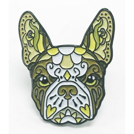 Dog Pin Set - French Bulldog Brown White Sugar Skull Tattoo Breed Dog Lover Enamel Lapel Pin