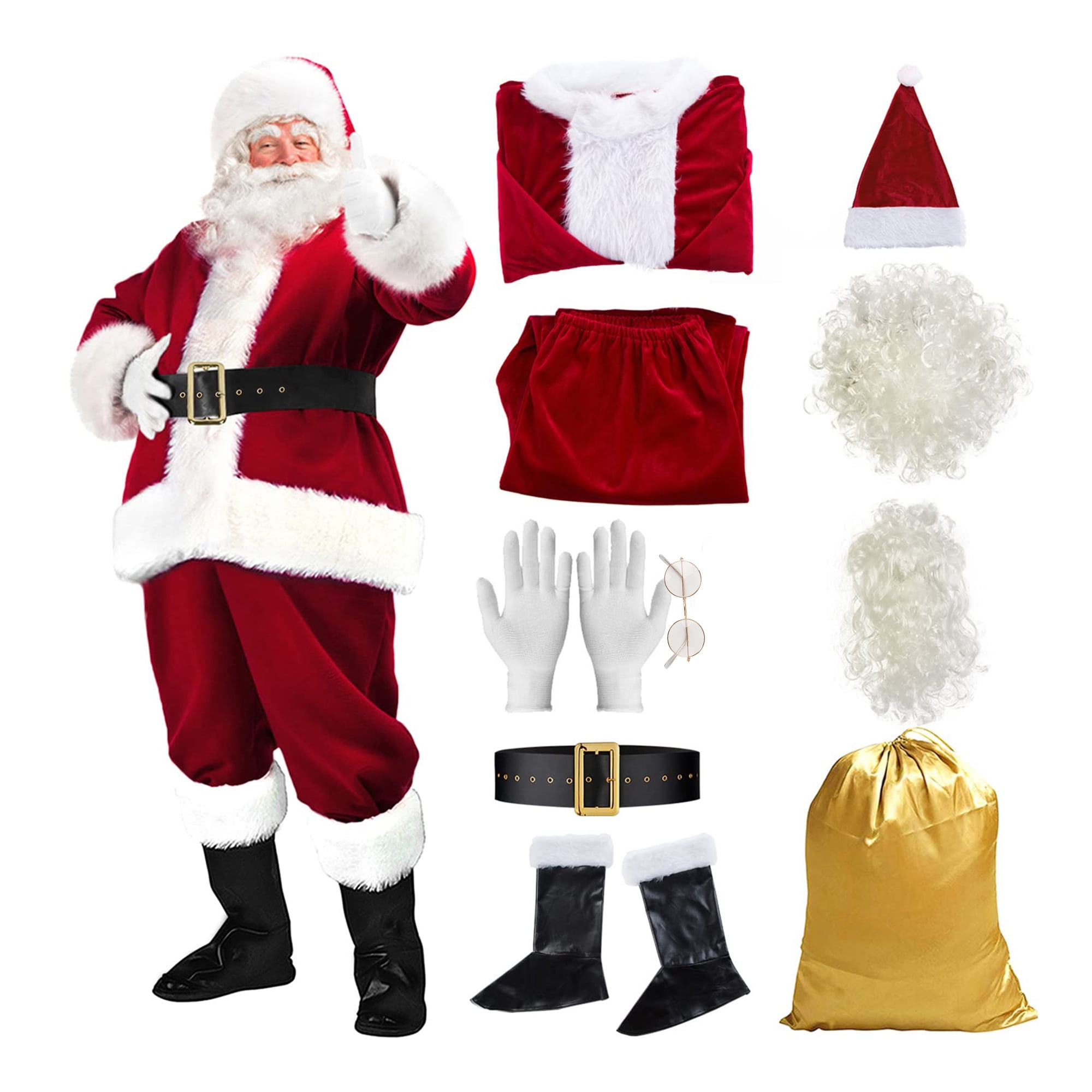 Orolay Mens Deluxe Santa Suit 10pc Christmas Adult Santa Claus Costume 