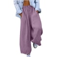 thumbnail image 1 of FNFYFH Clearance Ladies Linen Pants Solid Color Breathable Summer, 1 of 6