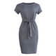 thumbnail image 4 of Puntoco Vestido Suelto Informal Con Cuello Redondo Y Manga Corta Con Estampado De Rayas Para Mujer, Color Negro, Xxl,Regalos Para Mujer Joven, 4 of 5